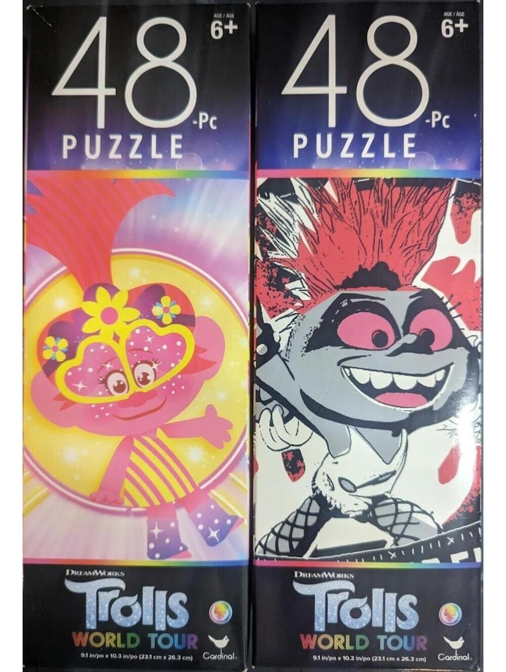 Two 48 Piece Cardinal Kids Youth Trolls World Tour Puzzles Ages 6+